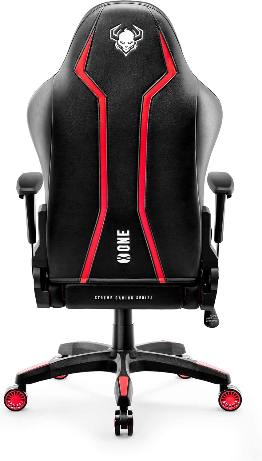 Diablo X-One 2.0 Fotel Gamingowy Krzesło Biurowe Dla Gracza Obrotowy Regulowane Podłokietniki Ekoskóra Ergonomiczny Design Funkcja Bujania Poduszka Pod Kark i Lędźwie (Candy Rose, Normal)