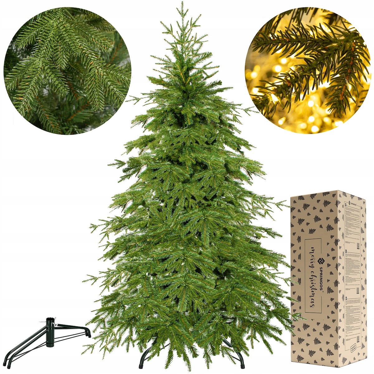 CHOINKA SZTUCZNA PE ŚWIERK NATURALNY PREMIUM 220 cm GĘSTA JAK ŻYWA PIĘKNA