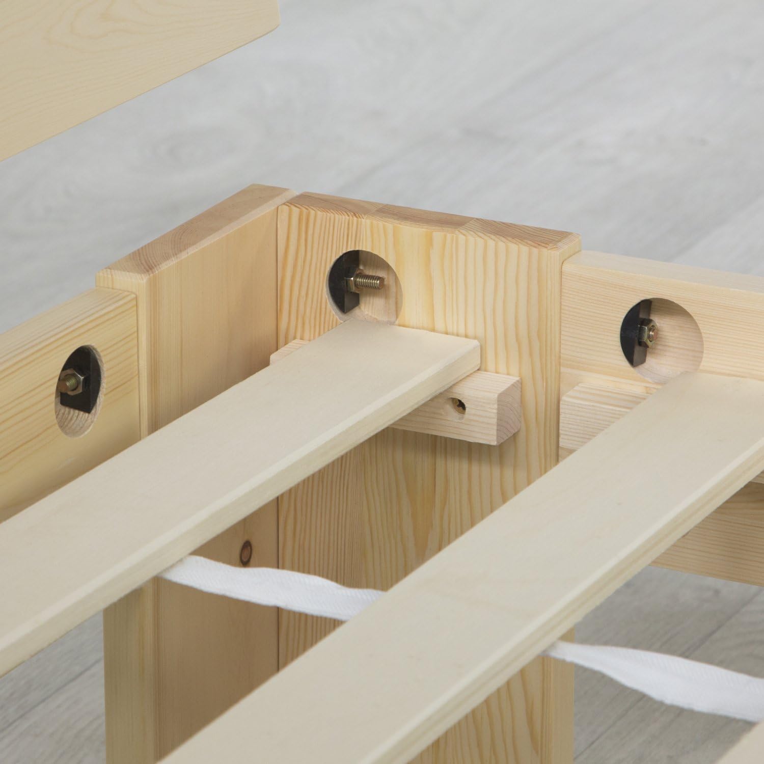 Homestyle4u 1836 Łóżko z litego drewna sosnowego, 180 x 200 cm, z stelażem z białymi listwami, łóżko podwójne 180 x 200 cm