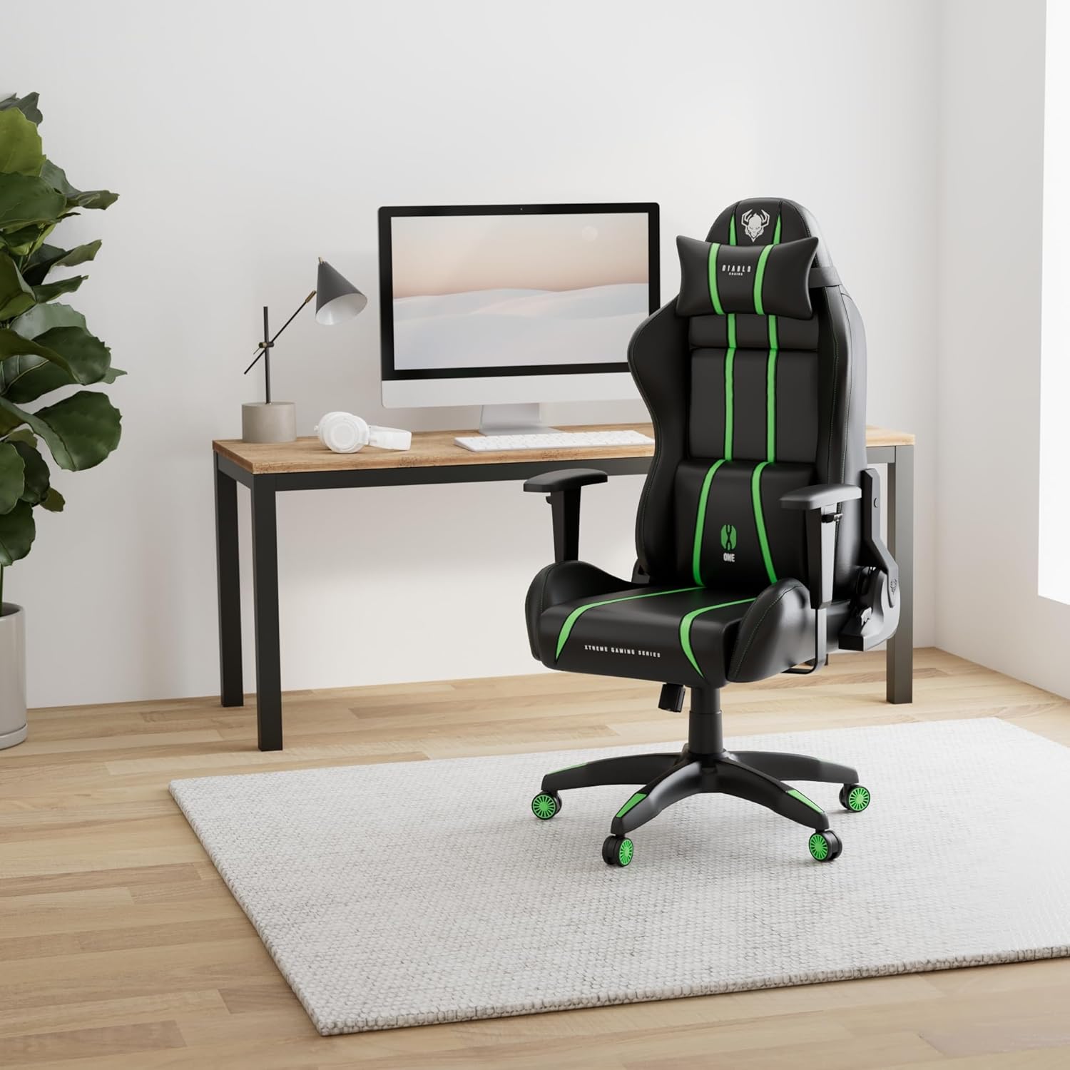 Diablo X-One 2.0 Fotel Gamingowy Krzesło Biurowe Dla Gracza Obrotowy Regulowane Podłokietniki Ekoskóra Ergonomiczny Design Funkcja Bujania Poduszka Pod Kark i Lędźwie (Candy Rose, Normal)