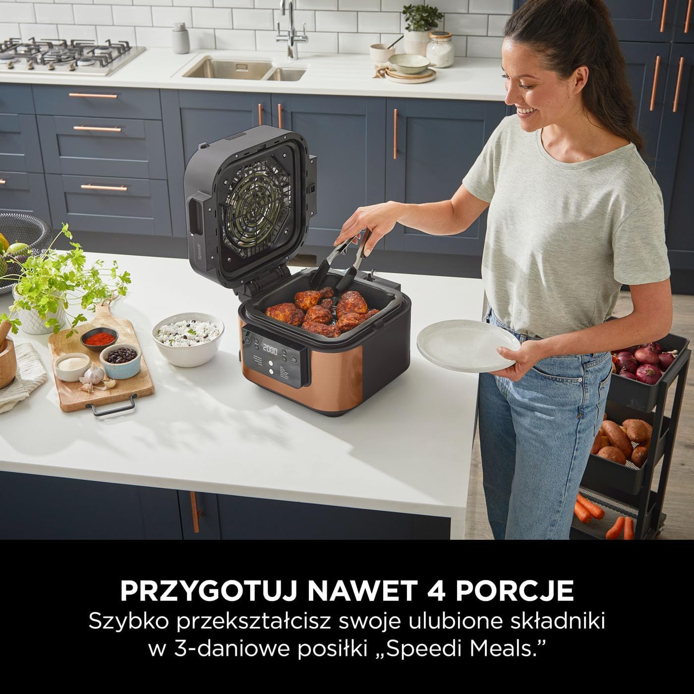 Ninja Combi 12-w-1 Multi-Cooker, kuchenka wielofunkcyjna, piekarnik i frytownica, 12 funkcji, przygotuj posiłki rodzinne w 15 minut, zawiera blachę do pieczenia, patelnię i przepisy, szary, SFP700EU