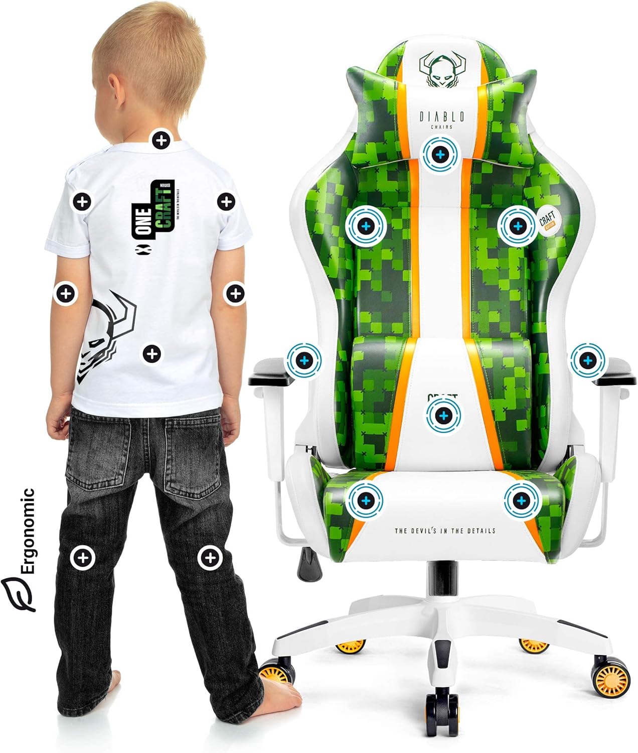 Diablo X-One 2.0 Fotel Gamingowy Krzesło Biurowe Dla Gracza Obrotowy Regulowane Podłokietniki Ekoskóra Ergonomiczny Design Funkcja Bujania Poduszka Pod Kark i Lędźwie (Candy Rose, Normal)