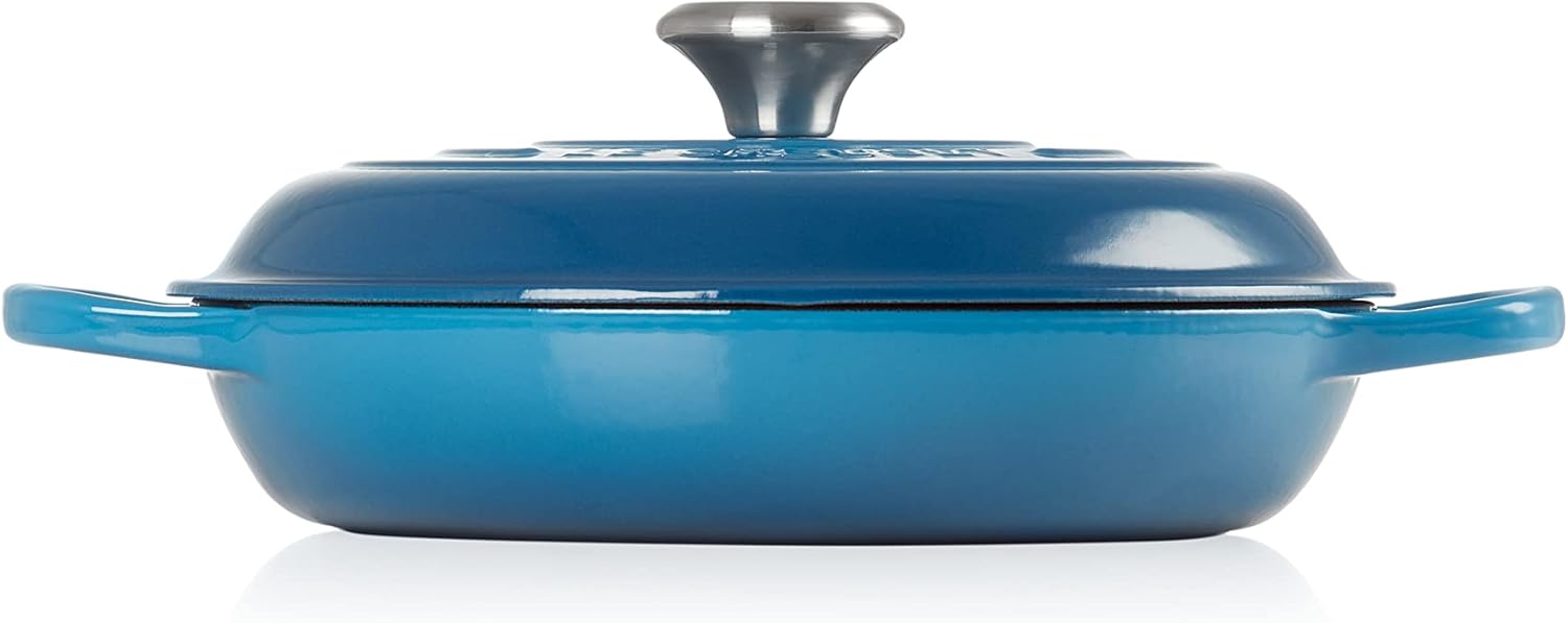 Le Creuset Signature żeliwny garnek Gourmet, okrągły, Ø 30 cm, 3,5 l, do wszystkich rodzajów kuchenek włącznie z indukcyjnymi, 5,55 kg, czerwony piec