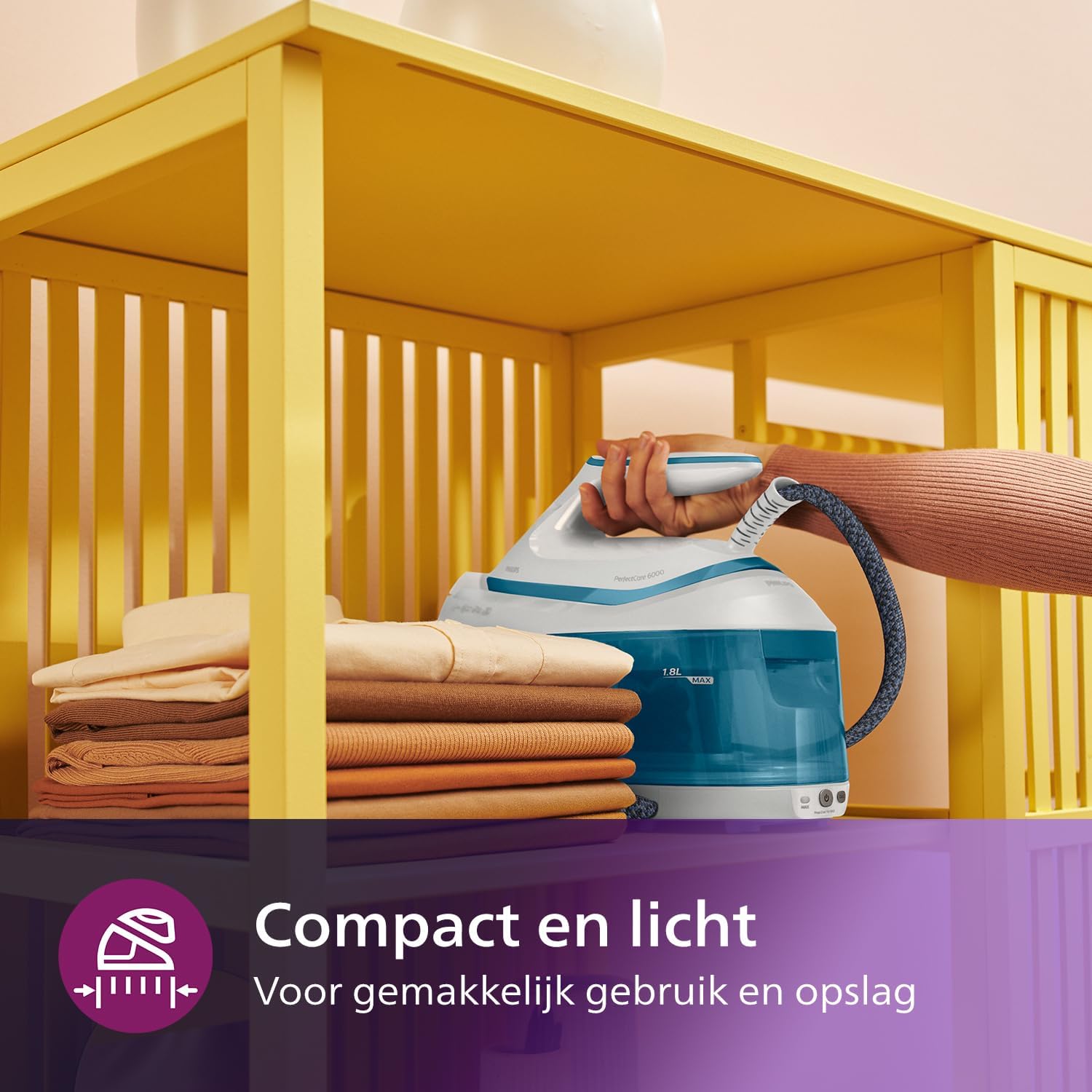 Philips PerfectCare 6000 Series Generator Pary, Silny wyrzut Pary, Gwarancja braku przypaleń, Kompaktowy Design, 1,8L Odłączany Zbiornik na Wodę, Stopa SteamGlide Advanced (PSG6064/80)