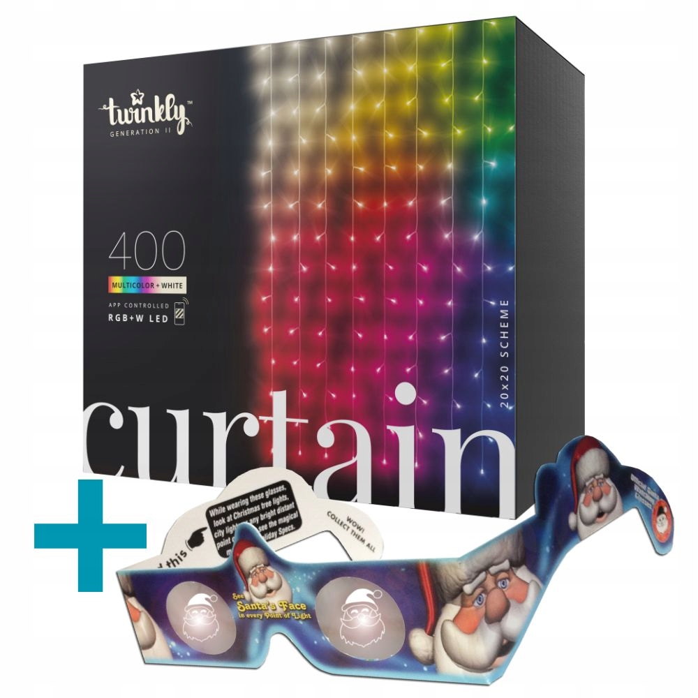 Twinkly lampki smart Kurtyna 400 LED RGB+W