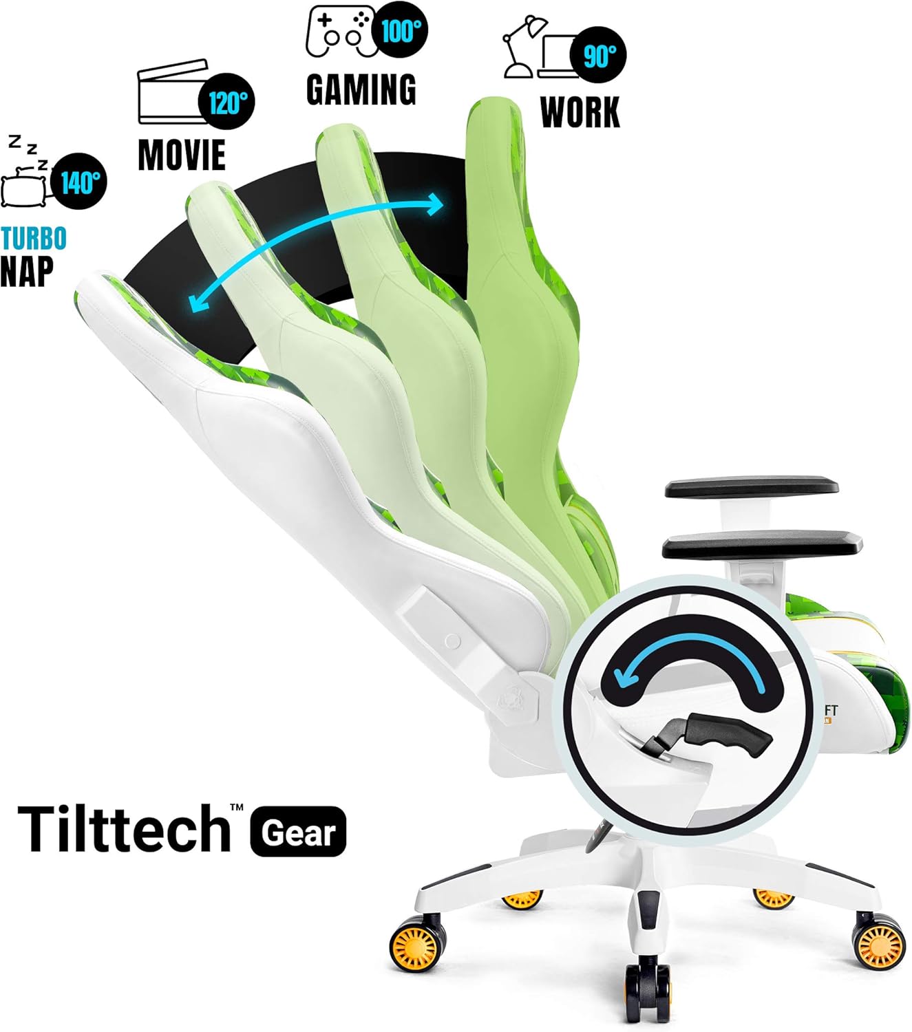 Diablo X-One 2.0 Fotel Gamingowy Krzesło Biurowe Dla Gracza Obrotowy Regulowane Podłokietniki Ekoskóra Ergonomiczny Design Funkcja Bujania Poduszka Pod Kark i Lędźwie (Candy Rose, Normal)