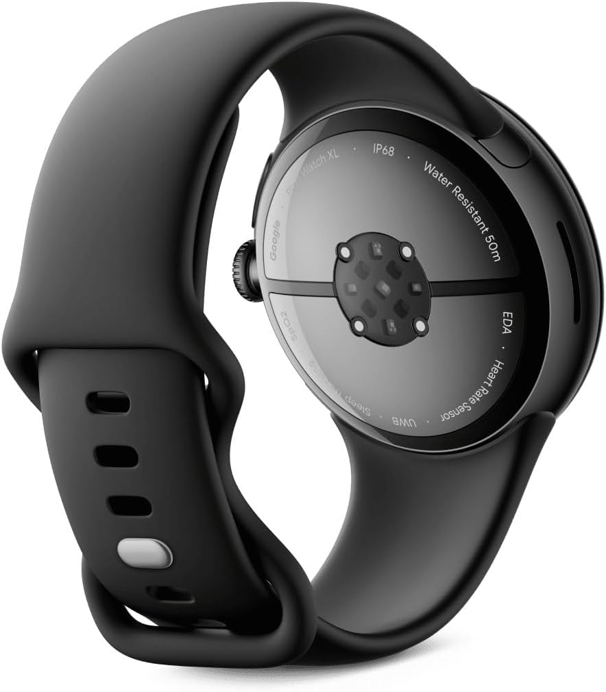 Google Pixel Watch 3 (45 mm) – smartwatch z systemem Android ze śledzeniem tętna, zaawansowane bieganie z Fitbit, Fitness Insights, 24-godzinna bateria – matowa czarna aluminiowa obudowa – pasek