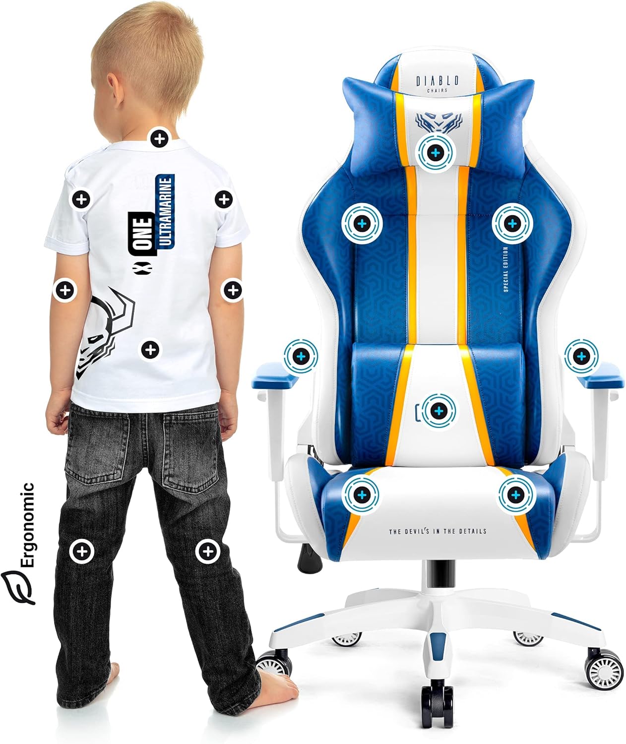 Diablo X-One 2.0 Fotel Gamingowy Krzesło Biurowe Dla Gracza Obrotowy Regulowane Podłokietniki Ekoskóra Ergonomiczny Design Funkcja Bujania Poduszka Pod Kark i Lędźwie (Candy Rose, Normal)