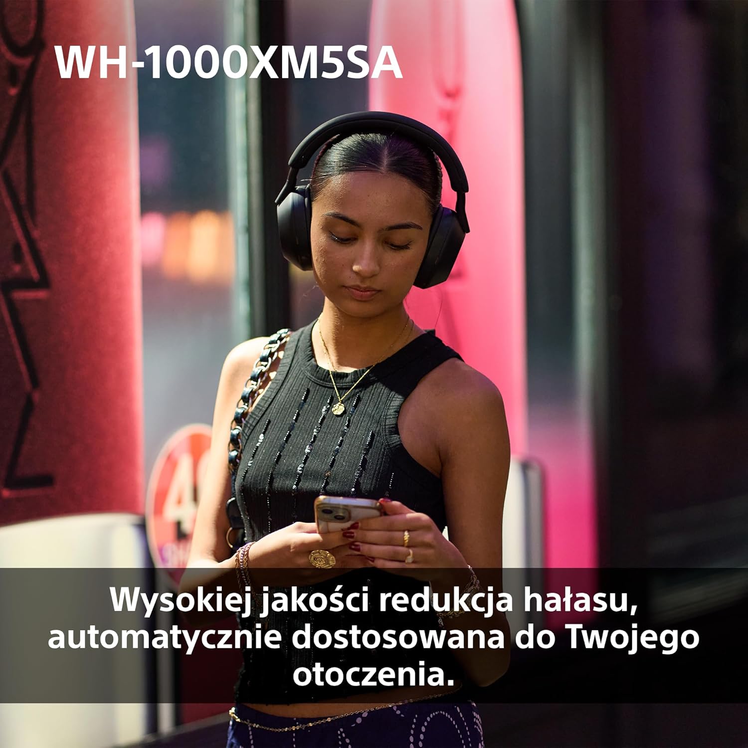 Sony WH-1000XM5 ANC Bezprzewodowe Słuchawki Nausze Z Redukcją Hałasu, Bluetooth, Clear Call Quality, Hi-Res, Do 30H Baterii, Szybkie Ładowanie, Alexa And Google Assistant, Ios And Android - Czarne