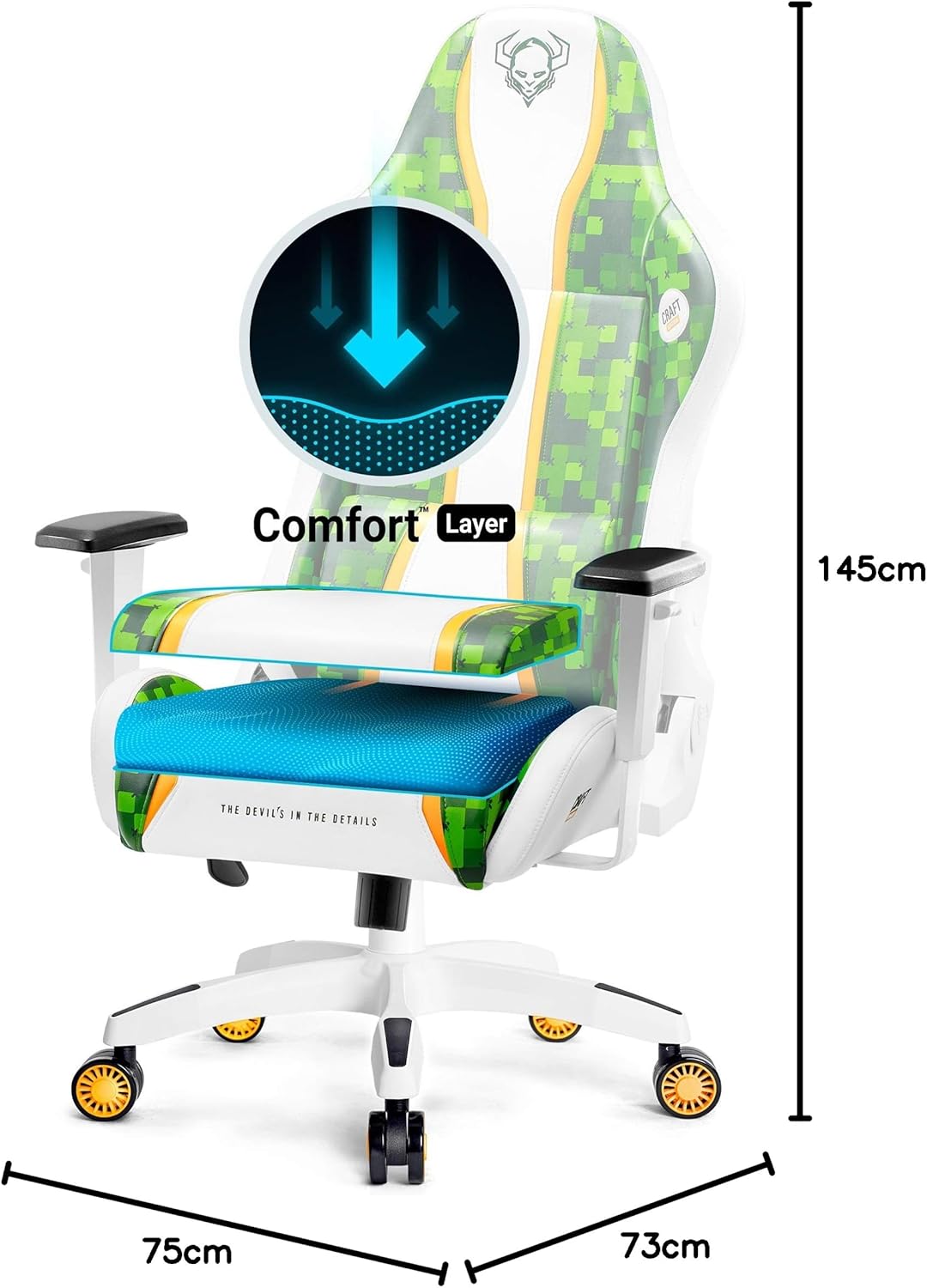 Diablo X-One 2.0 Fotel Gamingowy Krzesło Biurowe Dla Gracza Obrotowy Regulowane Podłokietniki Ekoskóra Ergonomiczny Design Funkcja Bujania Poduszka Pod Kark i Lędźwie (Candy Rose, Normal)