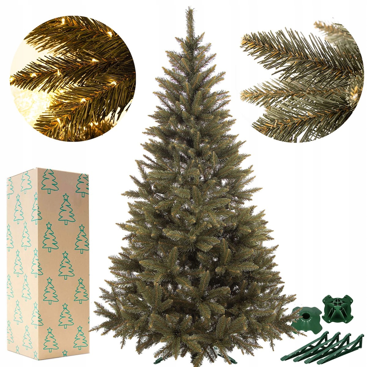 SZTUCZNA CHOINKA SOSNA OŚNIEŻONA DIAMENTOWA 250 cm KLASA PREMIUM + STOJAK