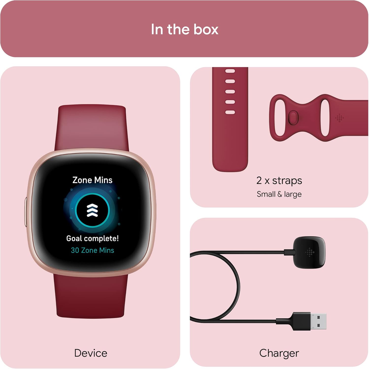 Fitbit Versa 4: Smartwatch aktywnosci fitness z wbudowanym systemem GPS, oraz z żywotnością baterii aż do 6 dni. Kompantybilny z systemem iOS & Android