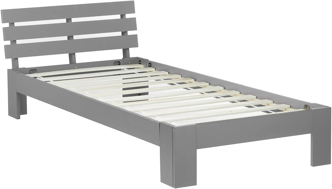 Homestyle4u 1836 Łóżko z litego drewna sosnowego, 180 x 200 cm, z stelażem z białymi listwami, łóżko podwójne 180 x 200 cm