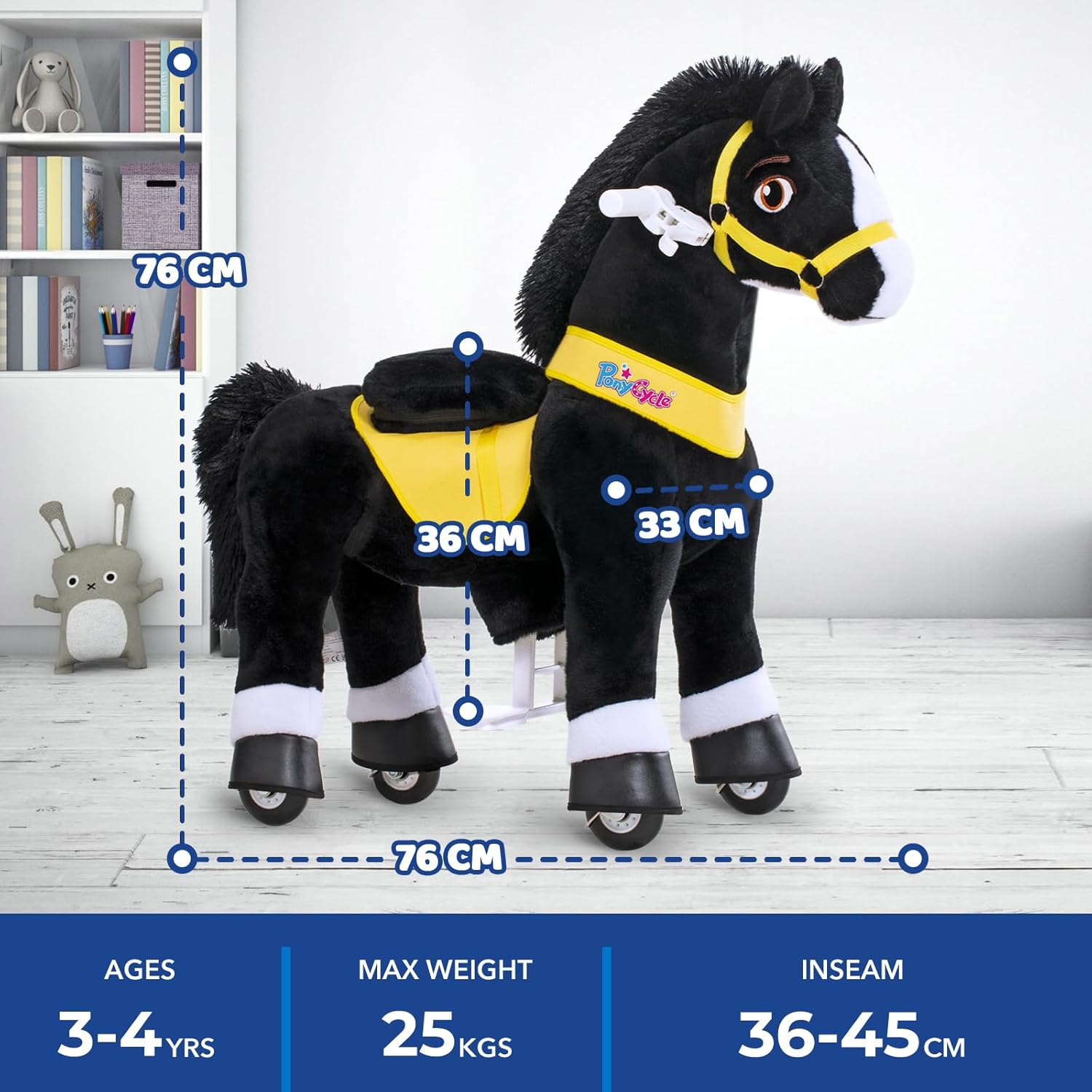 PonyCycle 2023 Nowy Model E Jednorożec do Jazdy na Mechanicznym Chodzącym Jednorożcu z Hamulcem (Fioletowy/Rozmiar 4 dla Dzieci w Wieku 4-8 Lat) Hulajnoga dla Maluchów do Jazdy na Koniu - E413