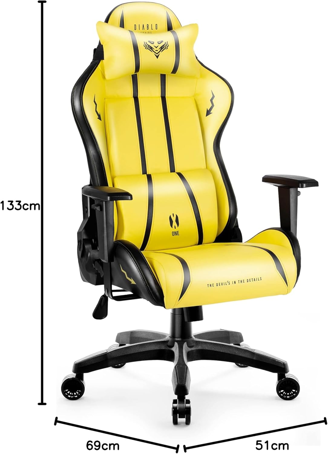 Diablo X-One 2.0 Fotel Gamingowy Krzesło Biurowe Dla Gracza Obrotowy Regulowane Podłokietniki Ekoskóra Ergonomiczny Design Funkcja Bujania Poduszka Pod Kark i Lędźwie (Candy Rose, Normal)