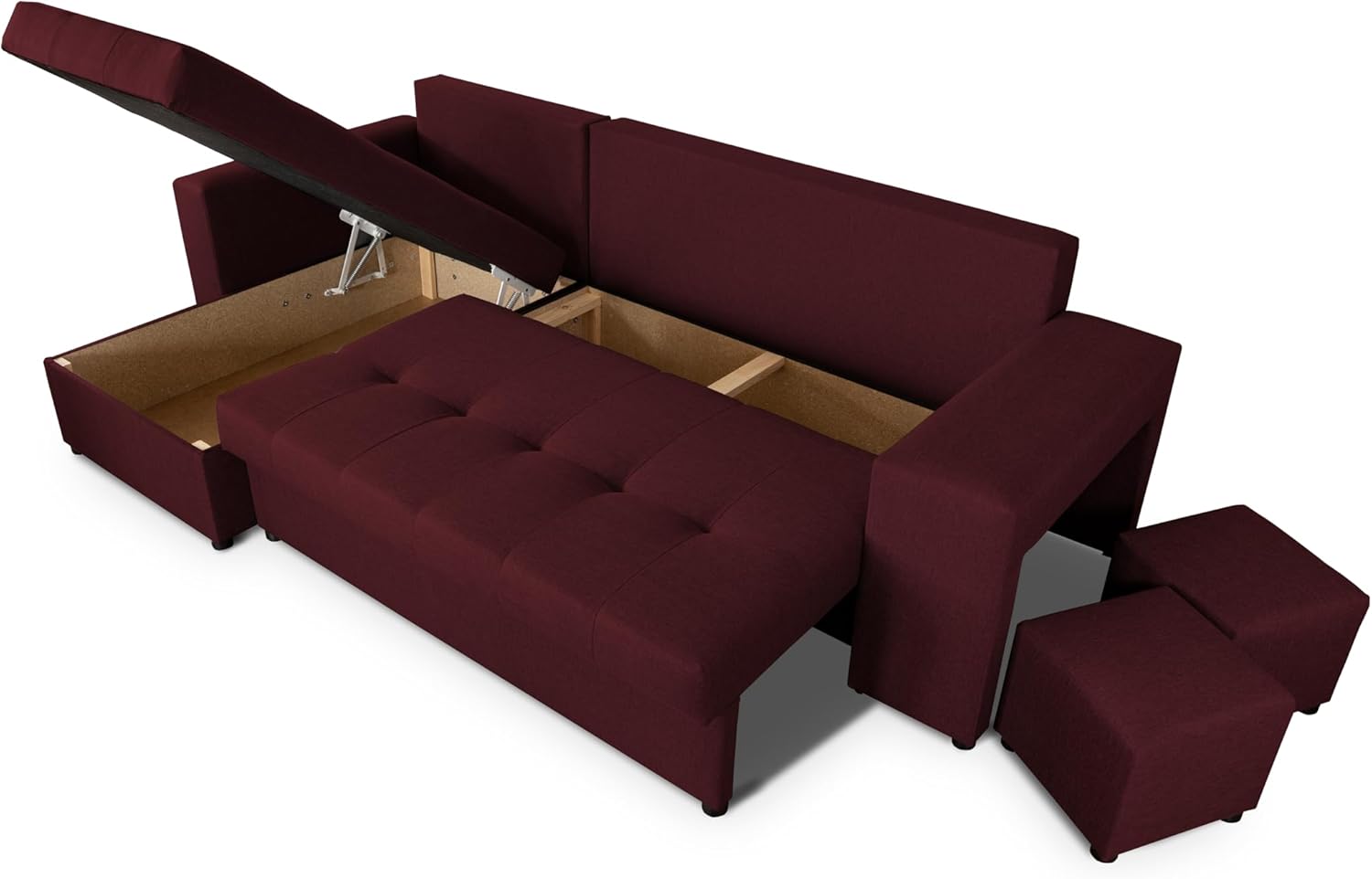 NAWSTOL - Sofa narożna Leon z funkcją spania i skrzynią na pościel – nowoczesna sofa do salonu – możliwość montażu z lewej lub prawej strony (szara + biała sztuczna skóra)