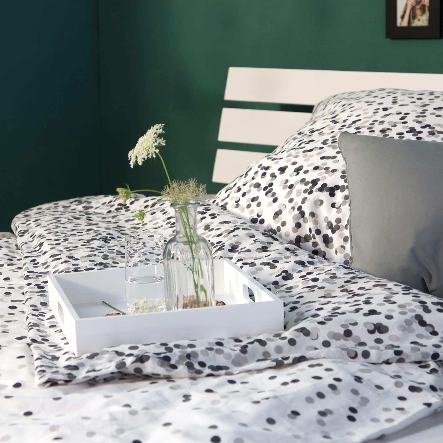 Homestyle4u 1836 Łóżko z litego drewna sosnowego, 180 x 200 cm, z stelażem z białymi listwami, łóżko podwójne 180 x 200 cm