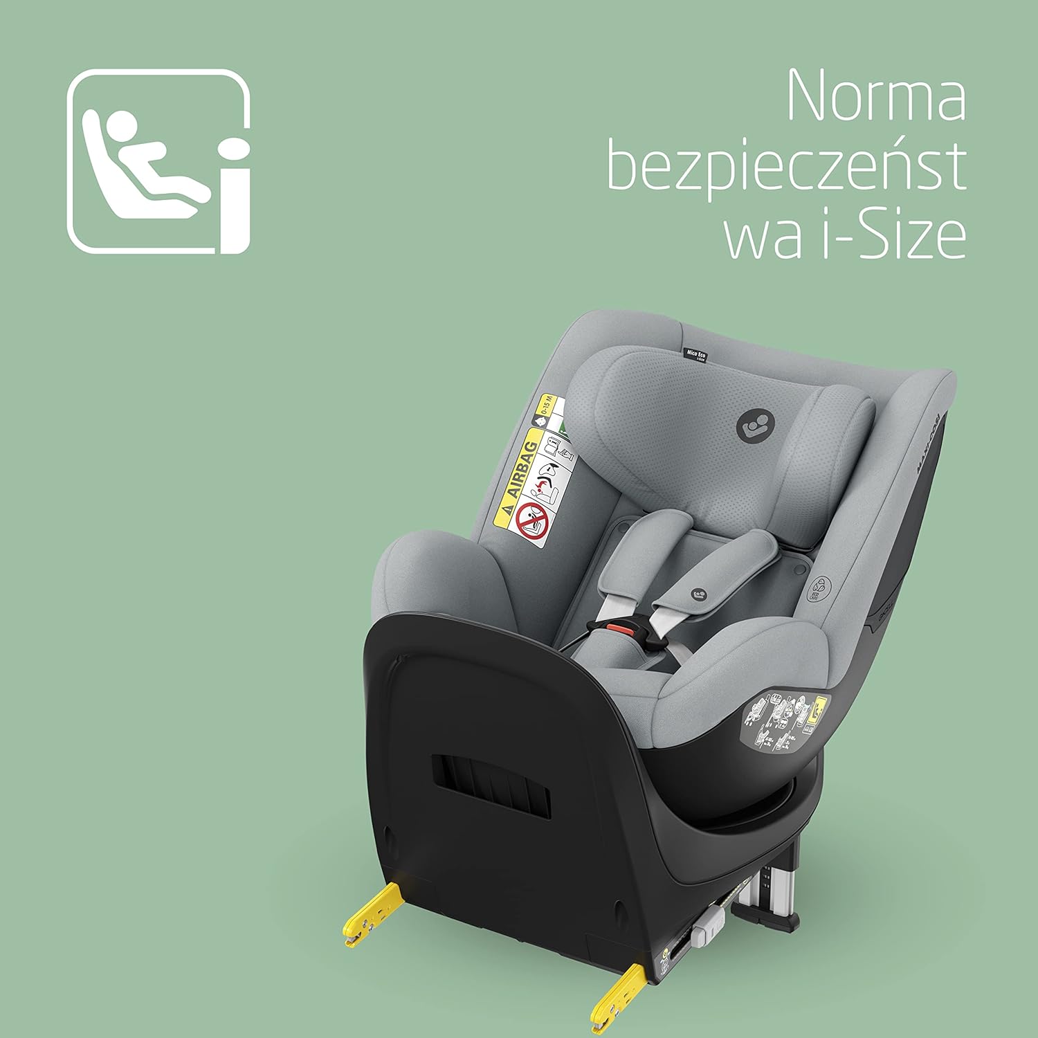 Maxi-Cosi Mica 360 S, Fotelik samochodowy obrotowy 360, 3 miesiące–4 lata (61–105 cm), Obracanie FlexiSpin, 5 pozycji odchylenia, Ochrony G-CELL, Zaczepy na pasy uprzęży Easy-in, Tonal Black