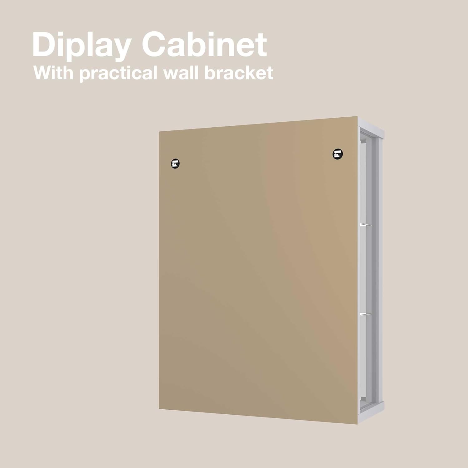 K-Möbel witryna ścienna (80x60x25cm) – Wyprodukowana w Niemczech – Wisząca witryna szklana z 2 regulowanymi półkami z ESG, lustrem i oświetleniem LED w kolorze czarnym Szafka z przeszklonymi drzwiami