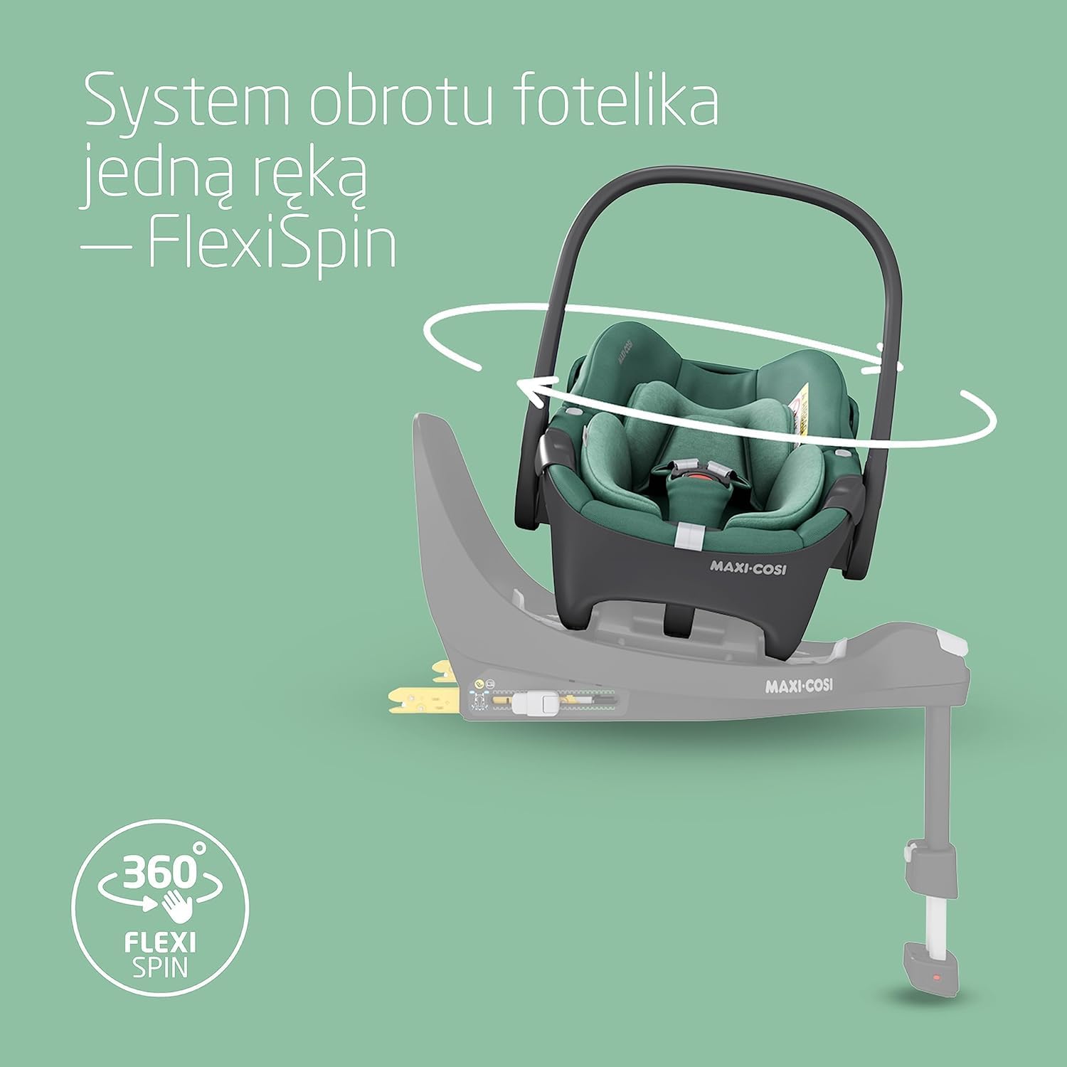 Maxi-Cosi Pearl 360 dla niemowlaka i-Size, Fotelik samochodowy obrotowy 360, od 3 miesięcy do 4 lat (61–105 cm), Obracanie jedną ręką, ClimaFlow, Uprząż z systemem Easy-In, G-CELL, Authentic Graphite