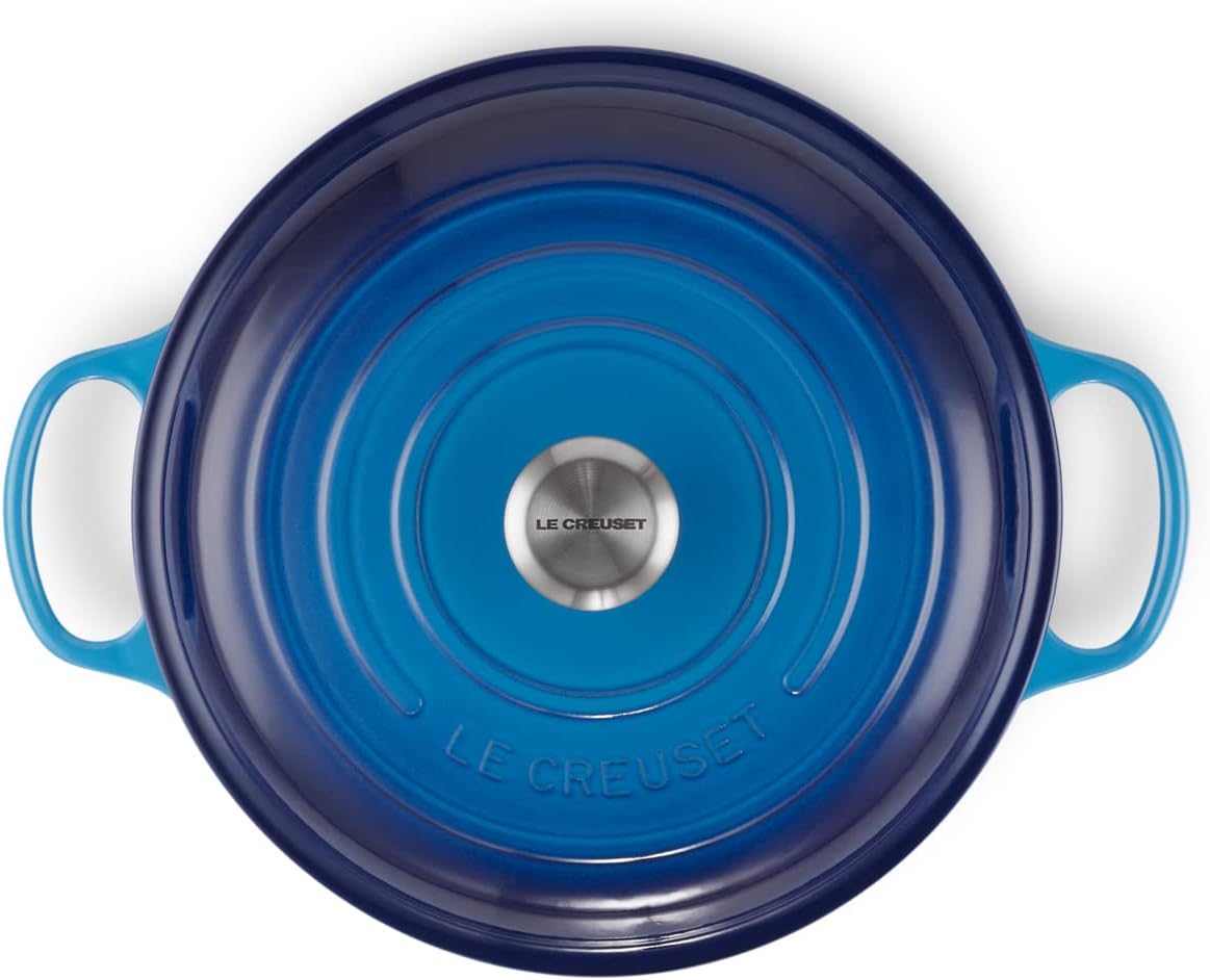 Le Creuset Signature żeliwny garnek Gourmet, okrągły, Ø 30 cm, 3,5 l, do wszystkich rodzajów kuchenek włącznie z indukcyjnymi, 5,55 kg, czerwony piec