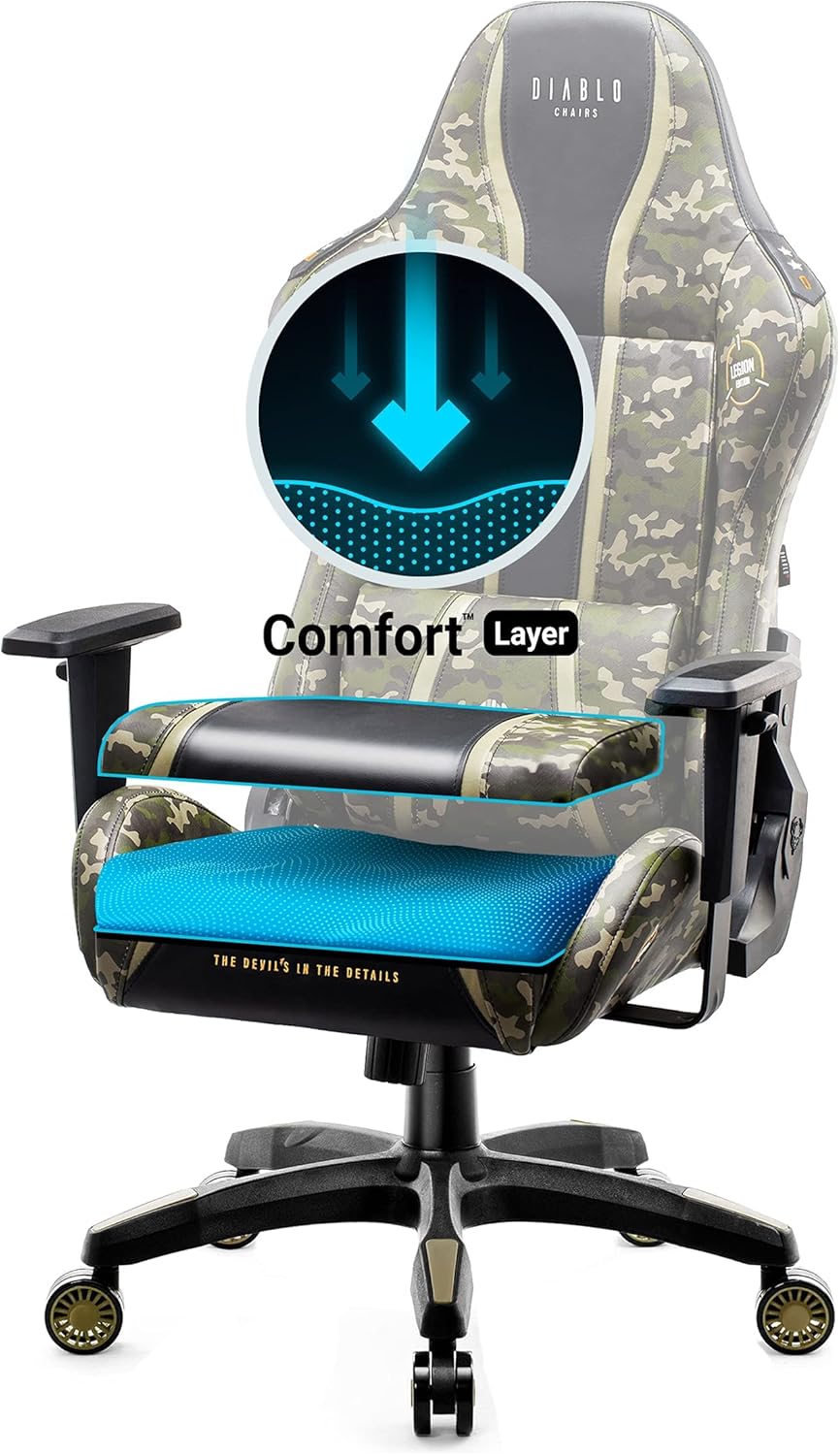 Diablo X-One 2.0 Fotel Gamingowy Krzesło Biurowe Dla Gracza Obrotowy Regulowane Podłokietniki Ekoskóra Ergonomiczny Design Funkcja Bujania Poduszka Pod Kark i Lędźwie (Candy Rose, Normal)