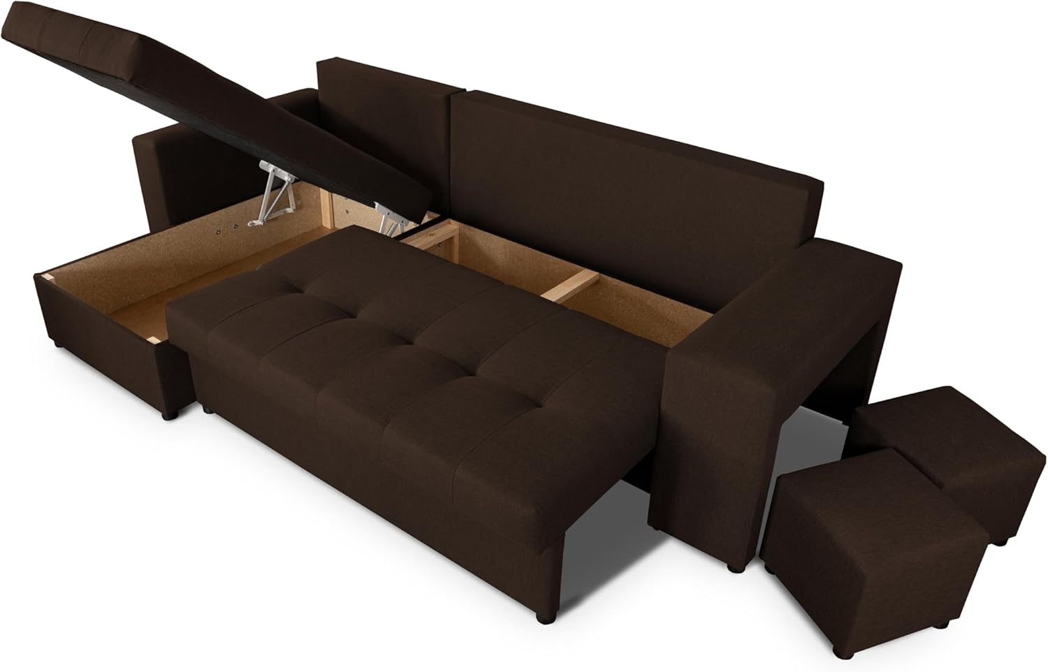 NAWSTOL - Sofa narożna Leon z funkcją spania i skrzynią na pościel – nowoczesna sofa do salonu – możliwość montażu z lewej lub prawej strony (szara + biała sztuczna skóra)