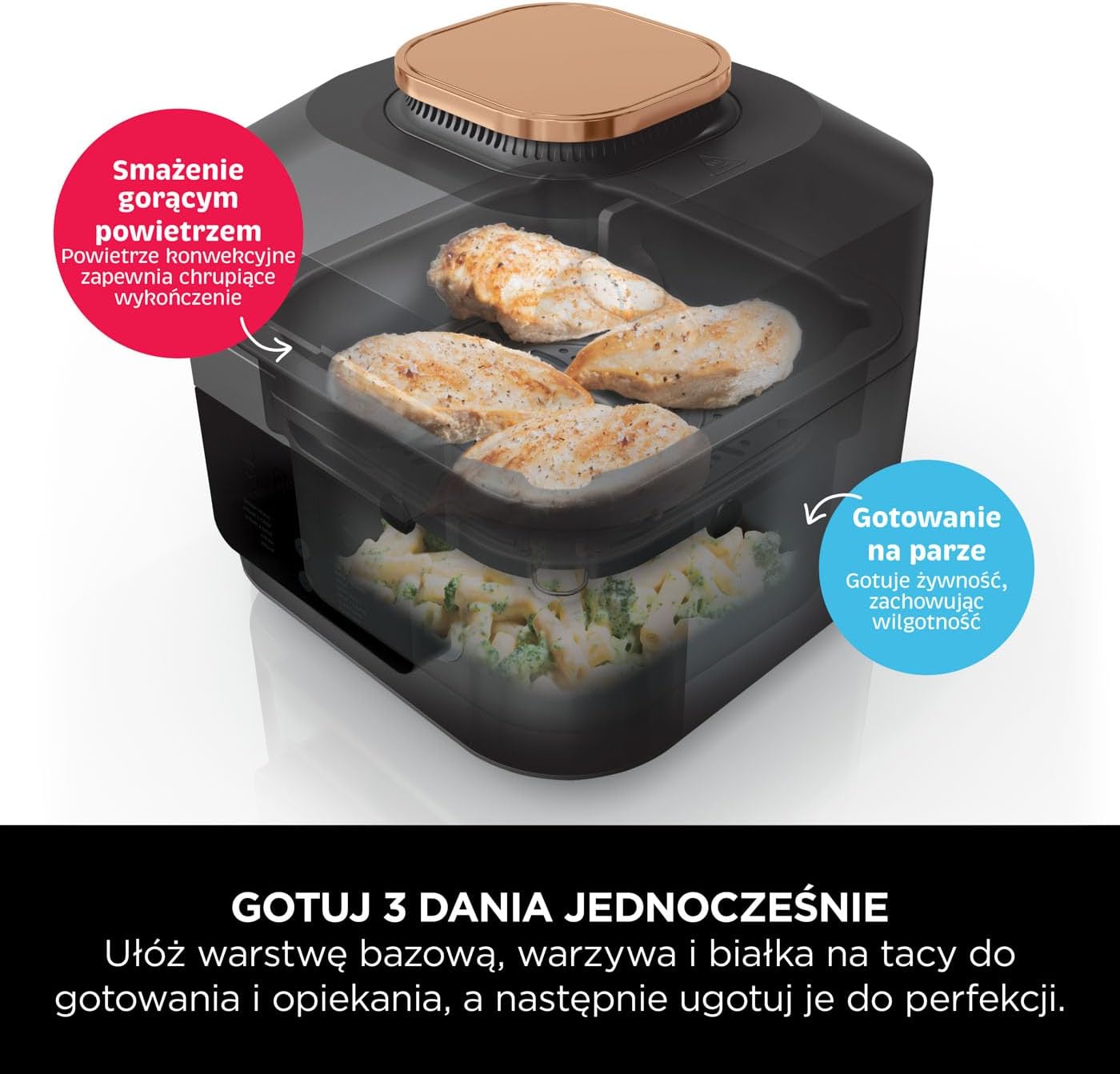 Ninja Combi 12-w-1 Multi-Cooker, kuchenka wielofunkcyjna, piekarnik i frytownica, 12 funkcji, przygotuj posiłki rodzinne w 15 minut, zawiera blachę do pieczenia, patelnię i przepisy, szary, SFP700EU