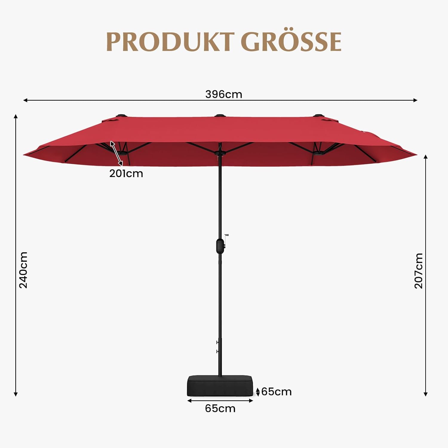 COSTWAY Parasol przeciwsłoneczny, prostokątny, 300 x 300 cm, duży parasol przeciwsłoneczny z korbą, parasol ogrodowy, odchylany o 360°, parasol tarasowy, do ogrodu, na taras, balkon (czarny)