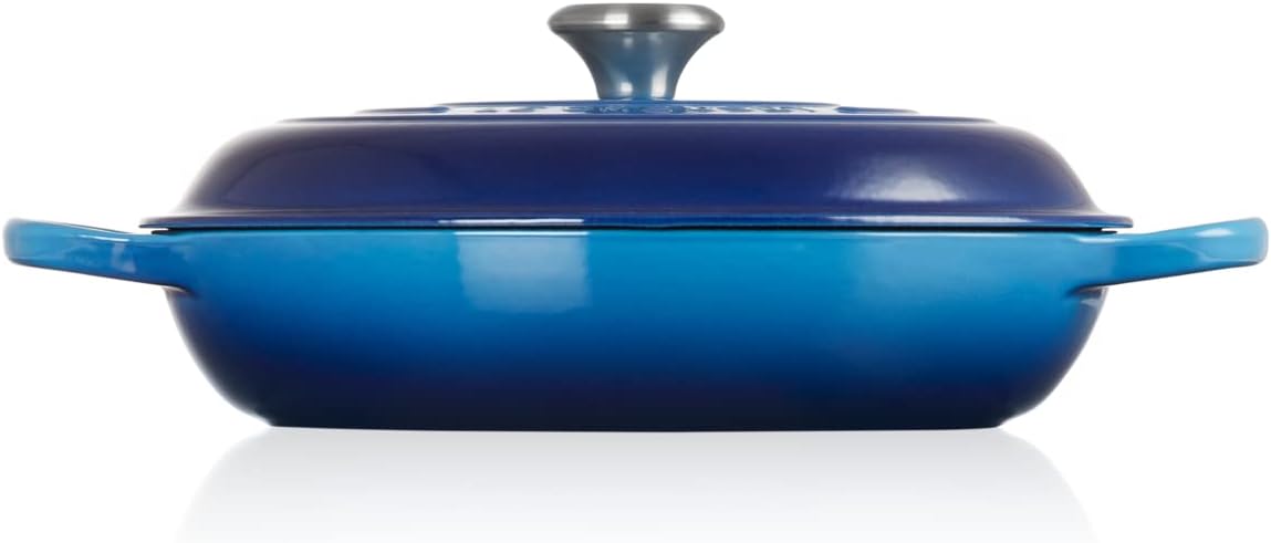 Le Creuset Signature żeliwny garnek Gourmet, okrągły, Ø 30 cm, 3,5 l, do wszystkich rodzajów kuchenek włącznie z indukcyjnymi, 5,55 kg, czerwony piec