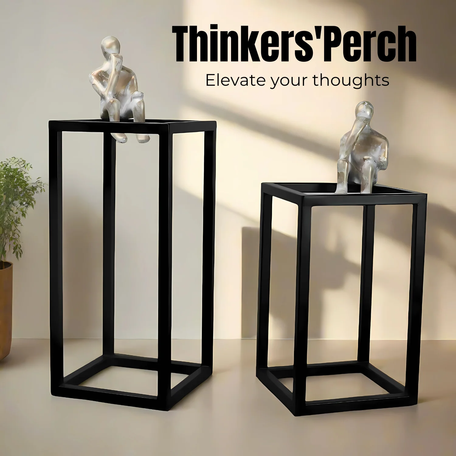 Thinkers Perch Table Showpiece | Table Sculpture| Table Object| Table Accent in  Metal