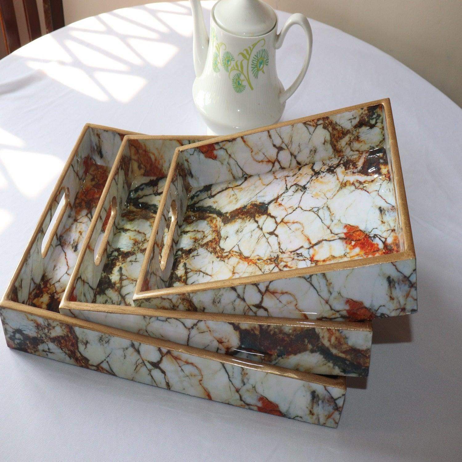 MDF Wood Trays (The White Textured)