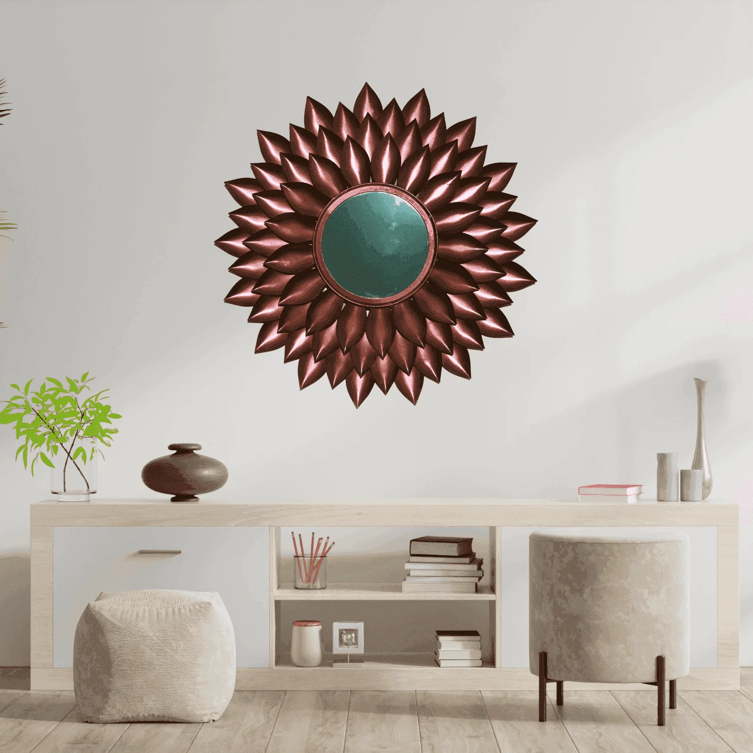 Metal Wall Mirror (The Bronze Leaf)