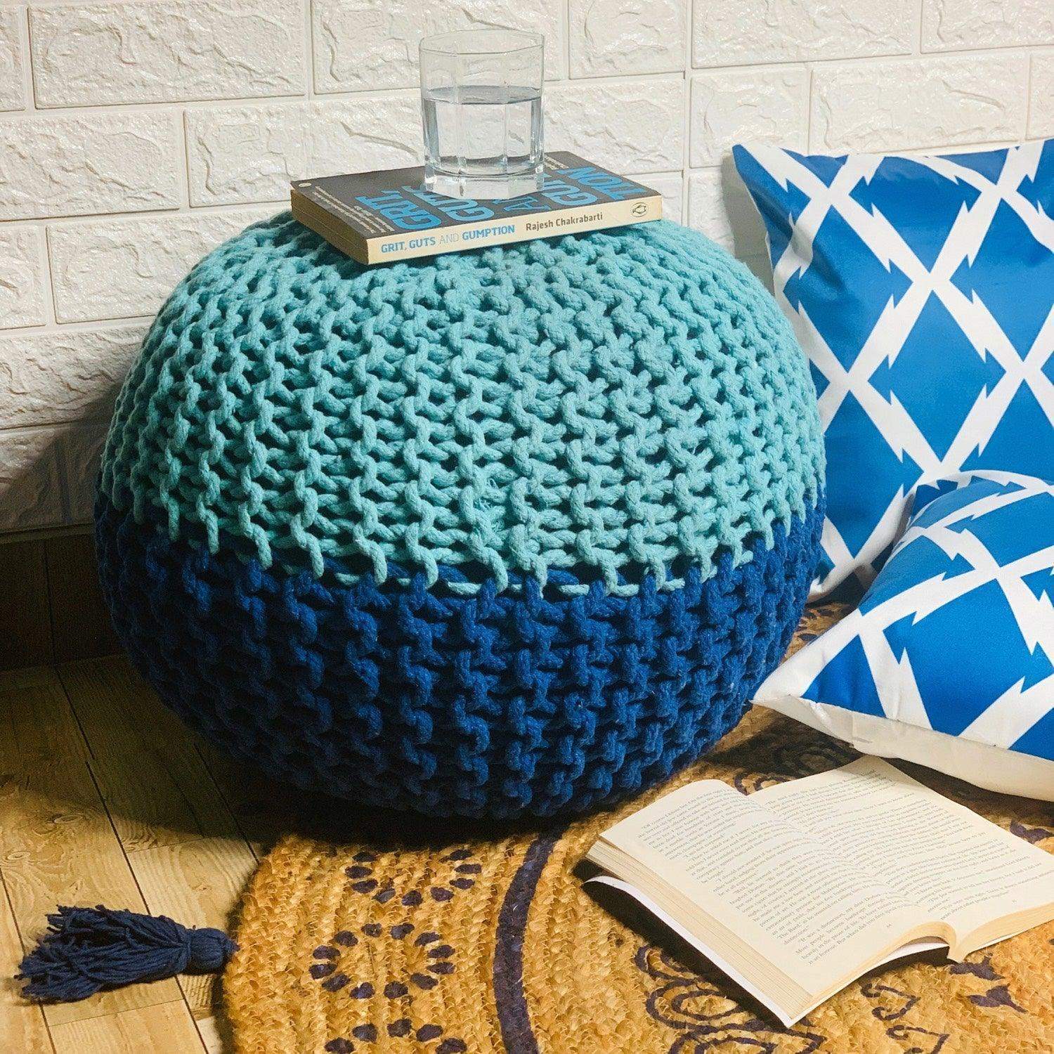 Round  Jute Pouffe (The Blue Heaven)