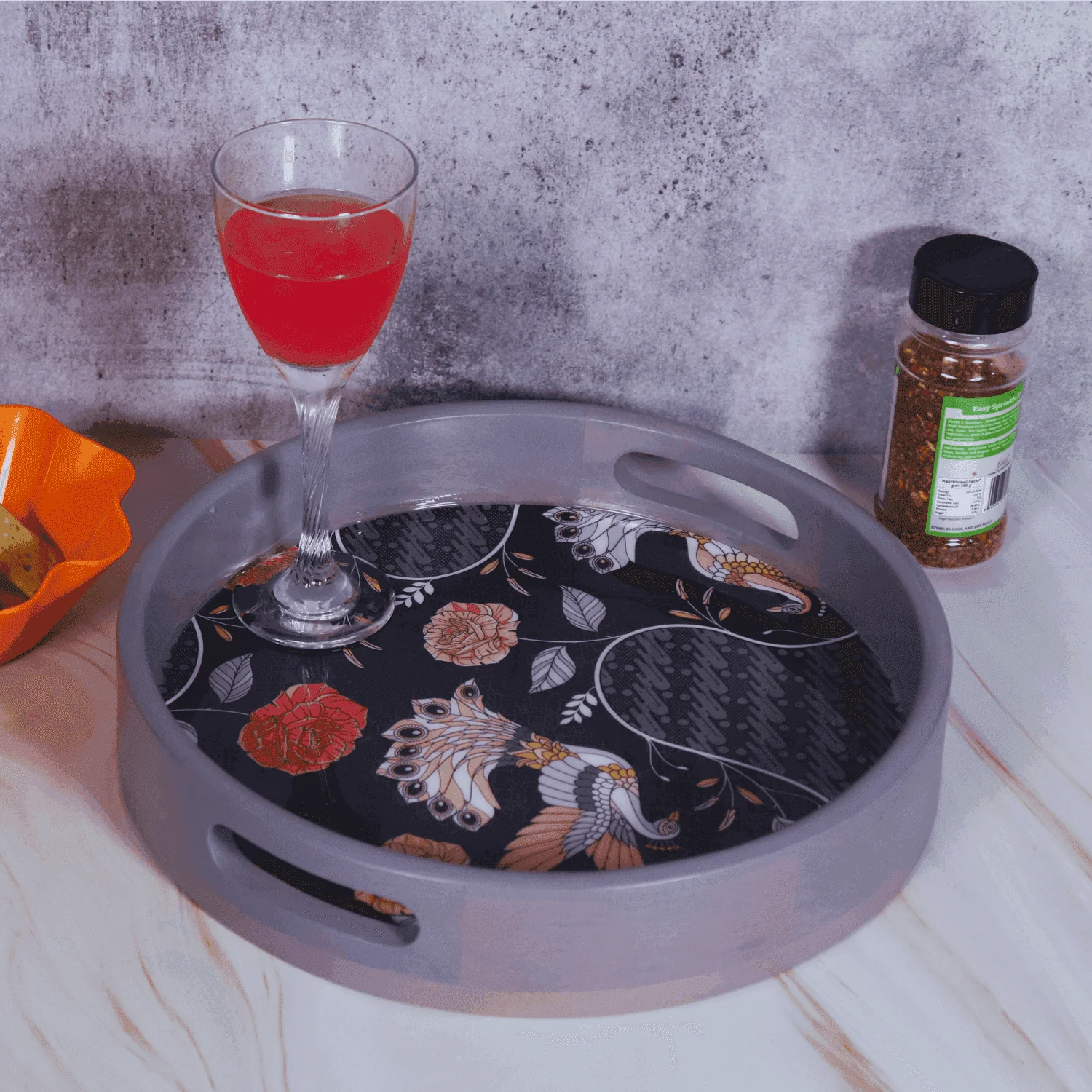 The Batik Mango wood Round Serving Tray