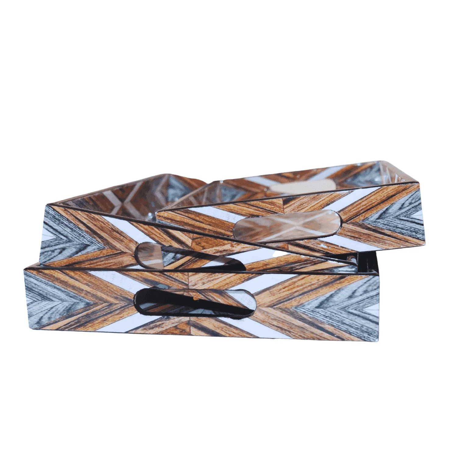 Decorative MDF Wood Trays Brown Texture