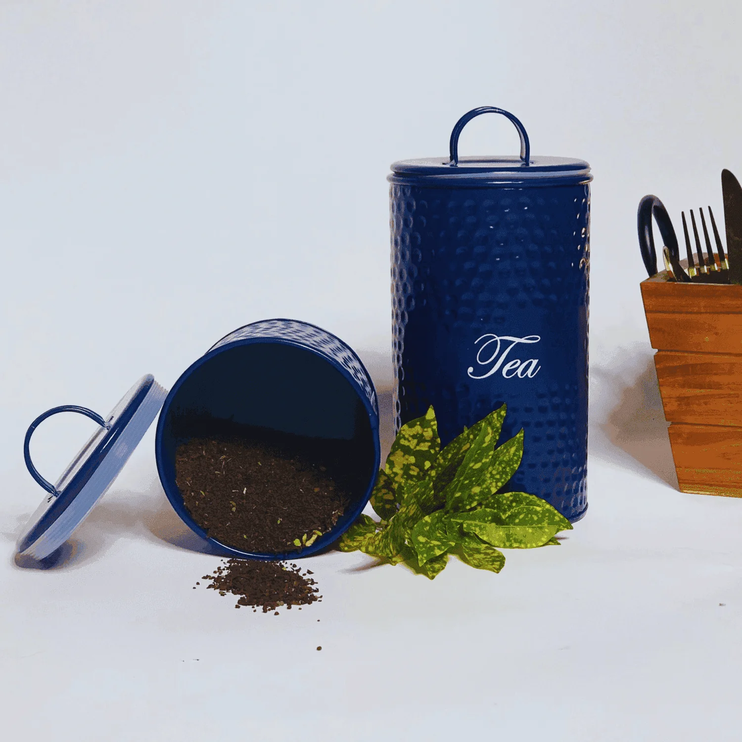 Metal Tea Containers (Blue Fusion) set of 2