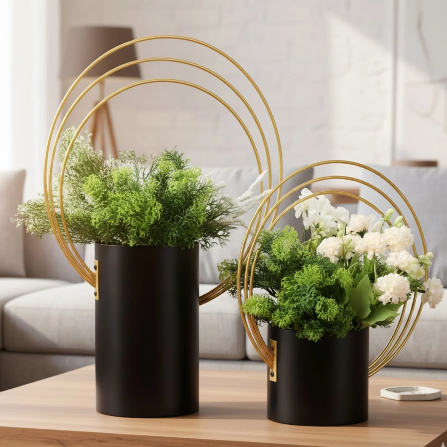 Urban Blossom Metal Ring Indoor Planters (Set of 2)