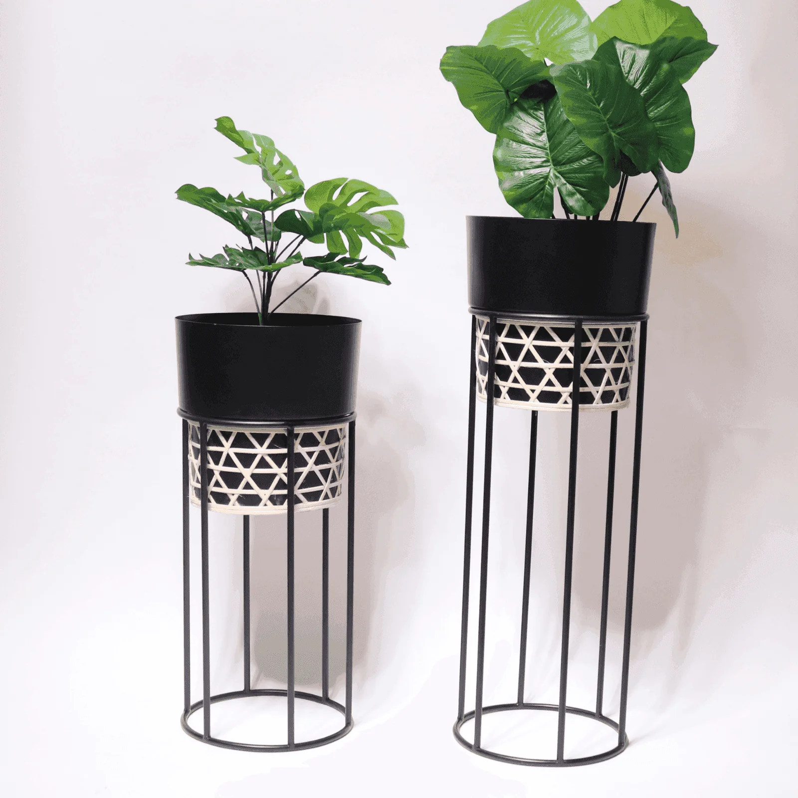Agrarian Beauty Handwork Cane Metal Planters (Set of 2)