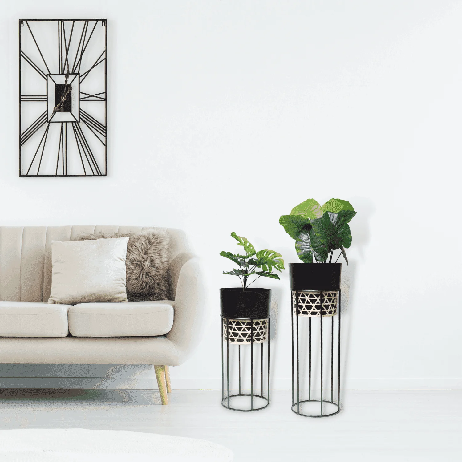 Agrarian Beauty Handwork Cane Metal Planters (Set of 2)