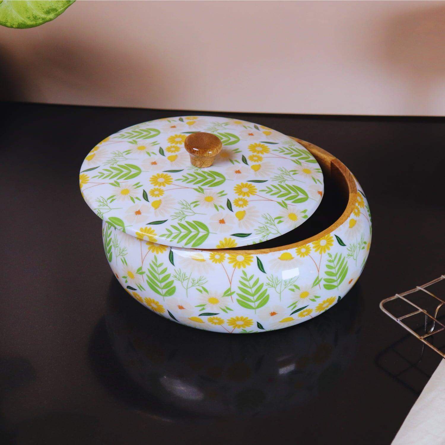 The Wooden Chapati Box Spring edition Wooden Chapati Box | wooden Casserole| Roti Box with lid for kitchen