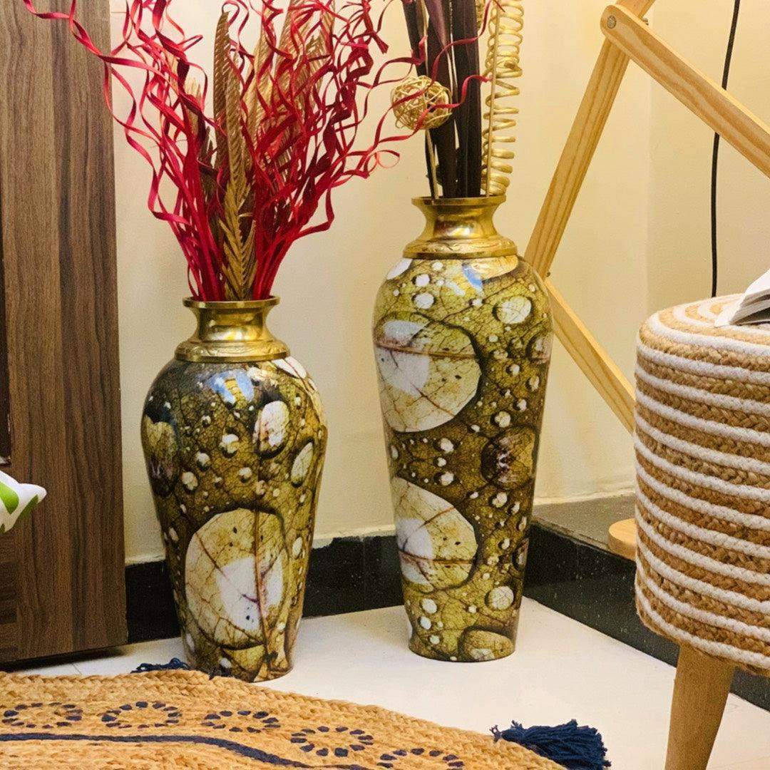 The Efflorescence Metal Vases (Meena Work) Set of 3