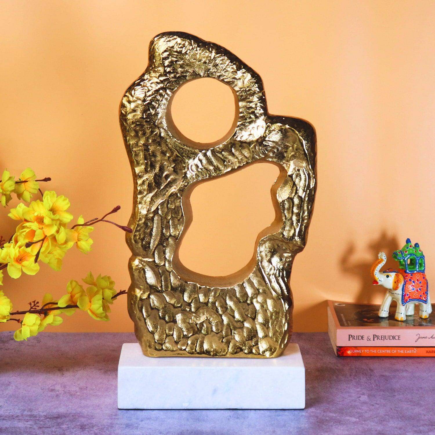 The Golden Rock Sculpture in Aluminum Metal  Raw Finish