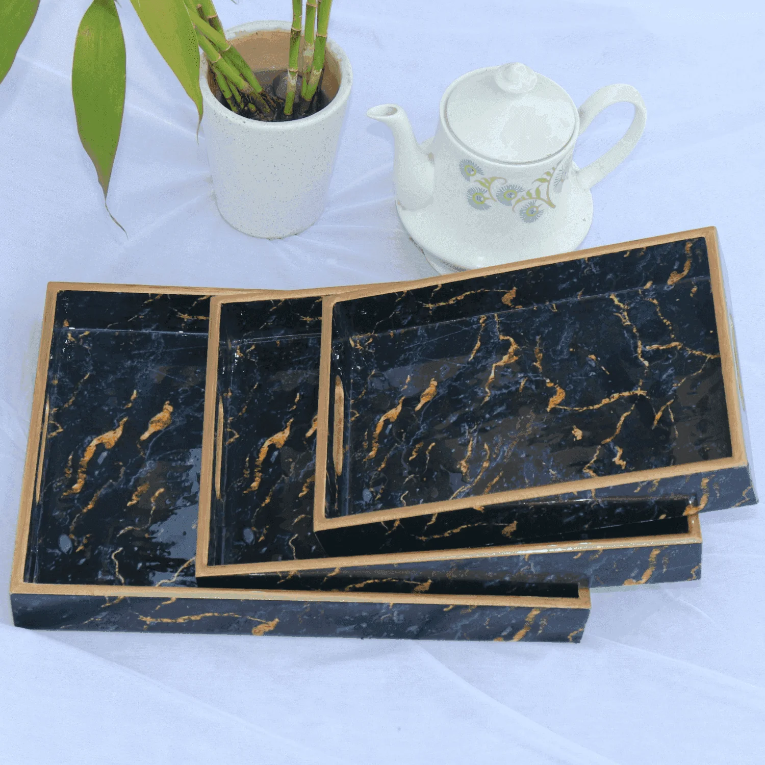 Exotic MDF wood Trays (The Black Texture)