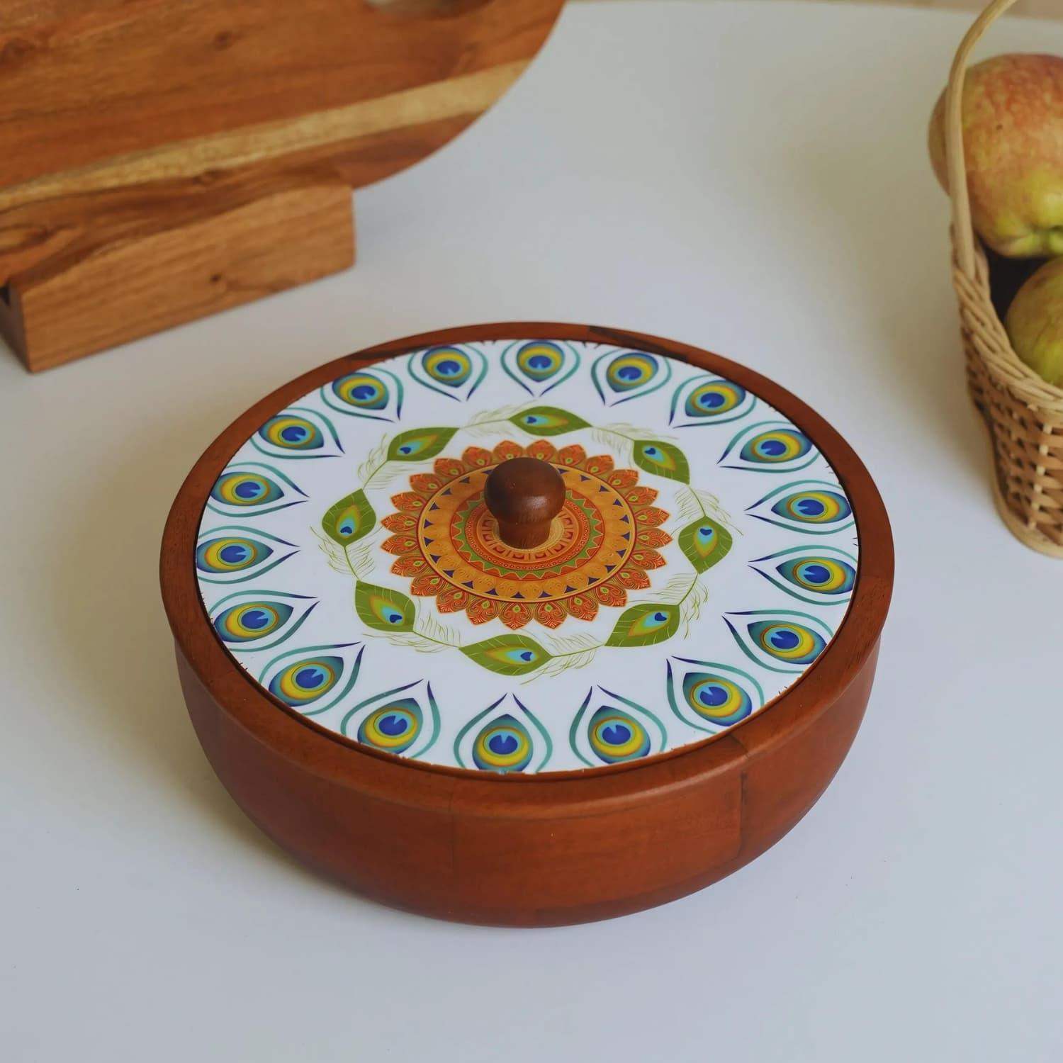 loosebucket®Morapihu wooden chapati boxWooden Chapati Box | wooden Casserole| Roti Box with lid for kitchen