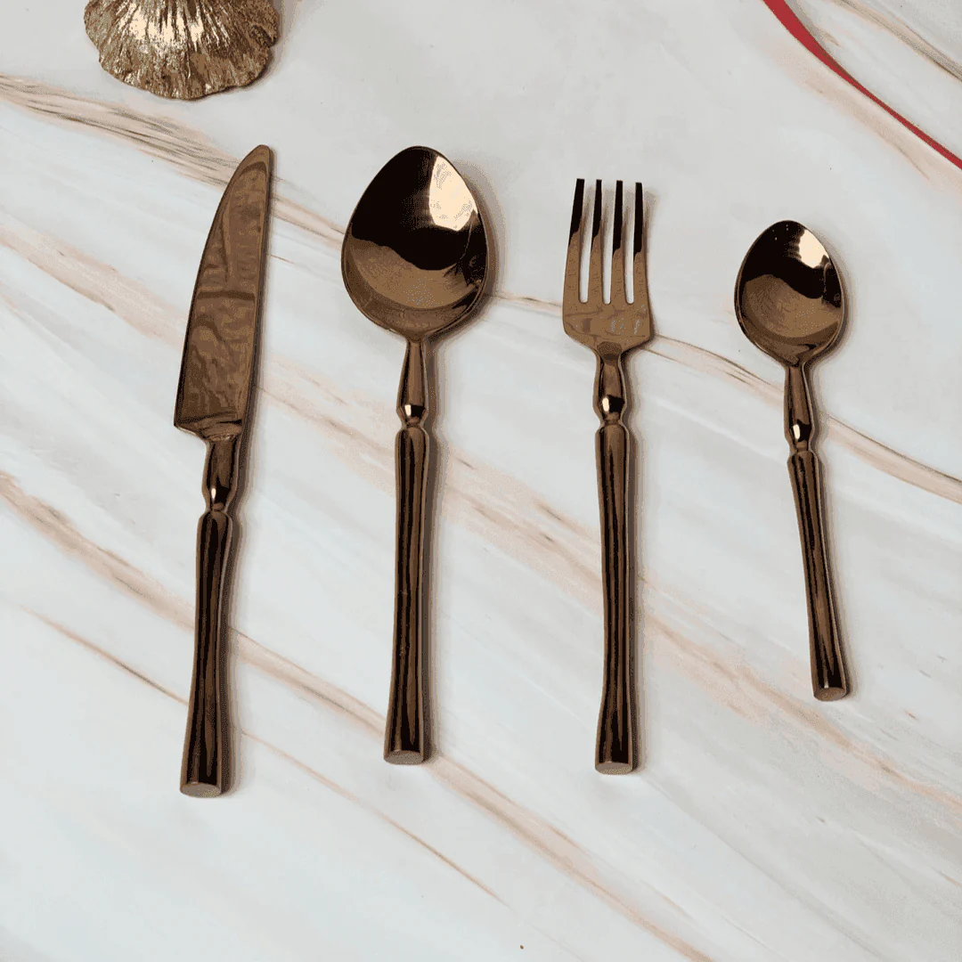 The Rose Gold PVD coating cutlery set