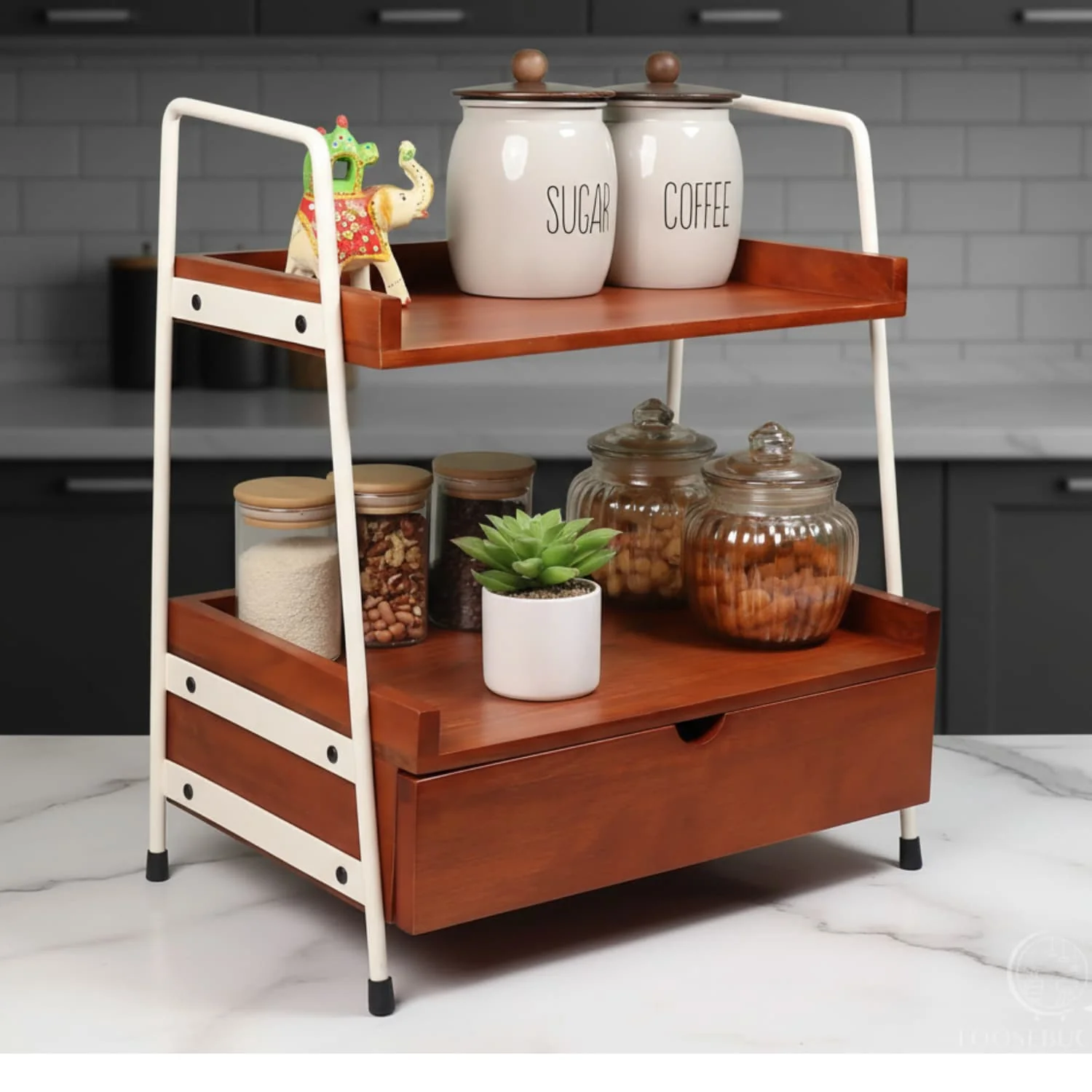 loosebucket® Kitcaddy Wooden Kitchen Versatile Organizer| living area Versatile Organizer |Spice rack| Grocery organizer for kitchen