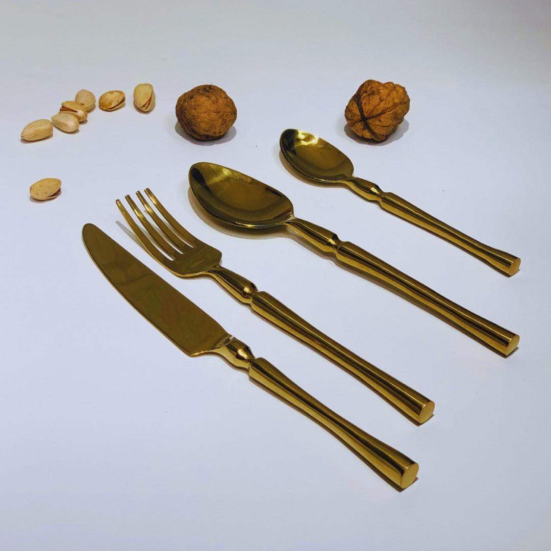 The Golden Cutlery set with Glossy PVD coating (The Veera Collection)