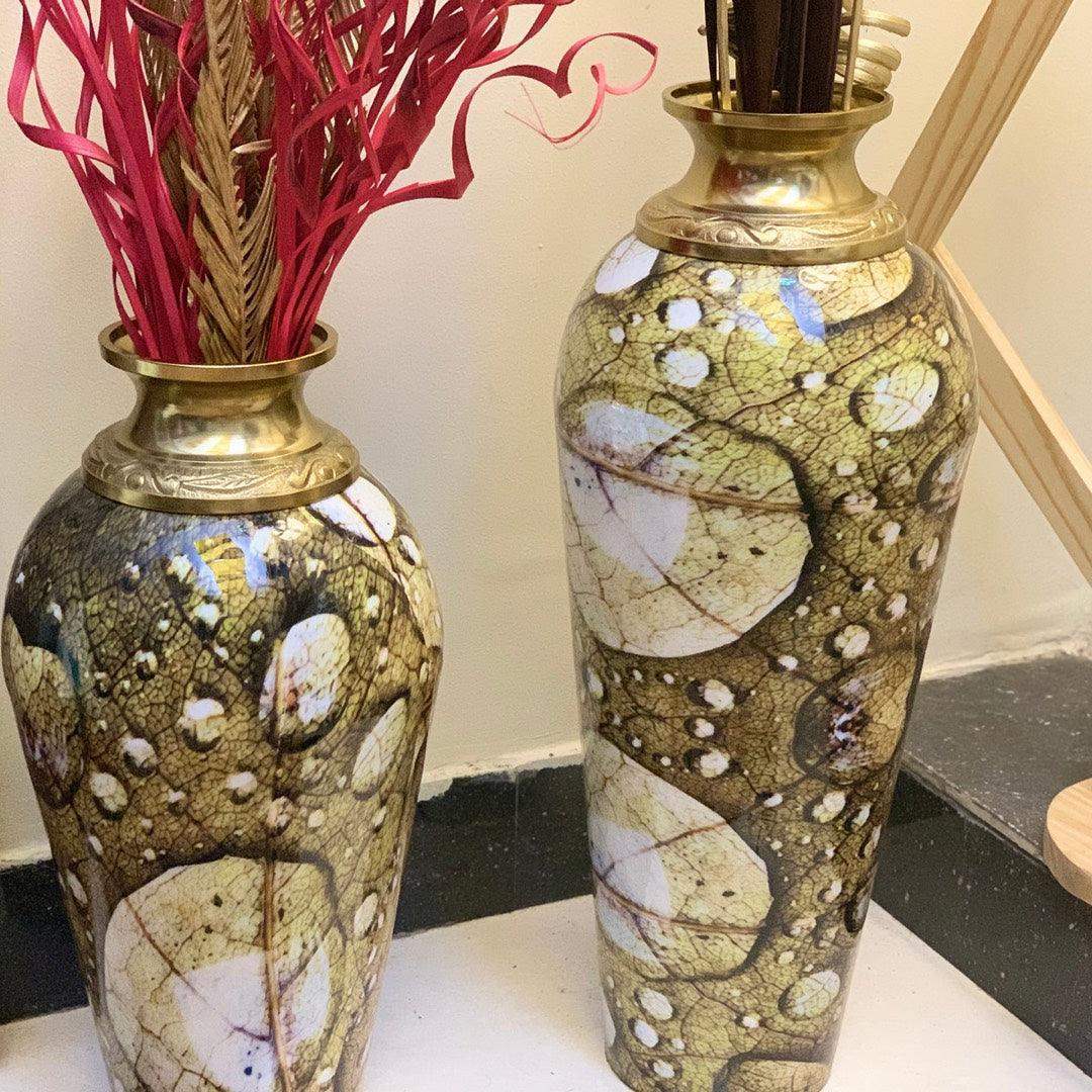 The Efflorescence Metal Vases (Meena Work) Set of 3