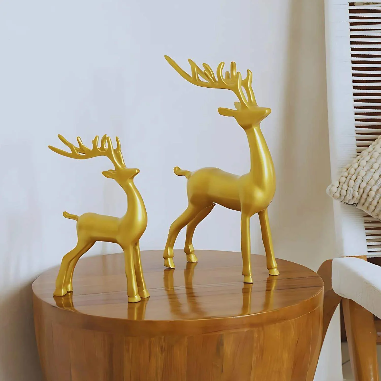 The Mother's Love Deer Metal Table Accent (Gold) (set of 2)